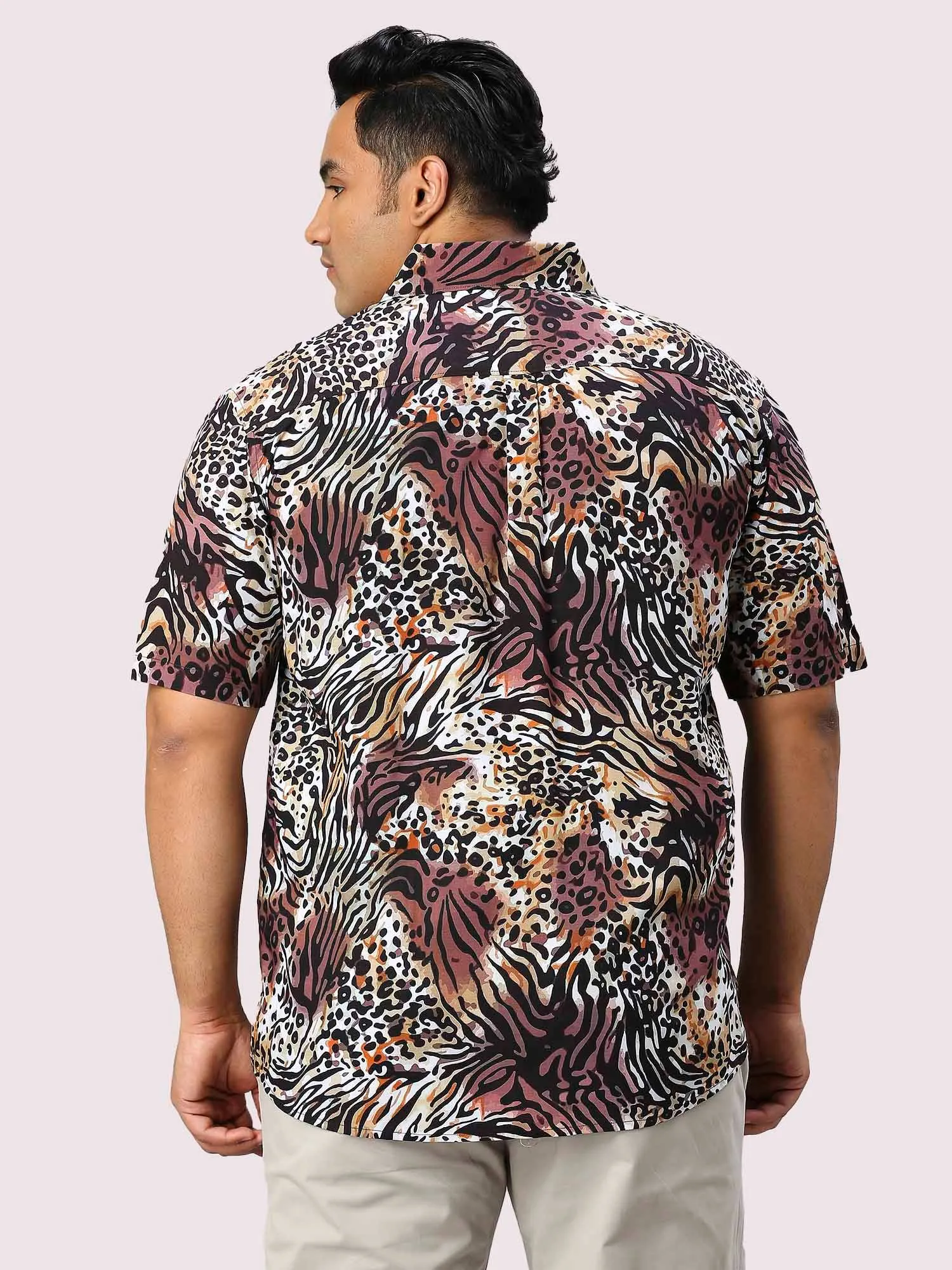 Beastly Printed Half Sleeve Men's Plus Size Shirt