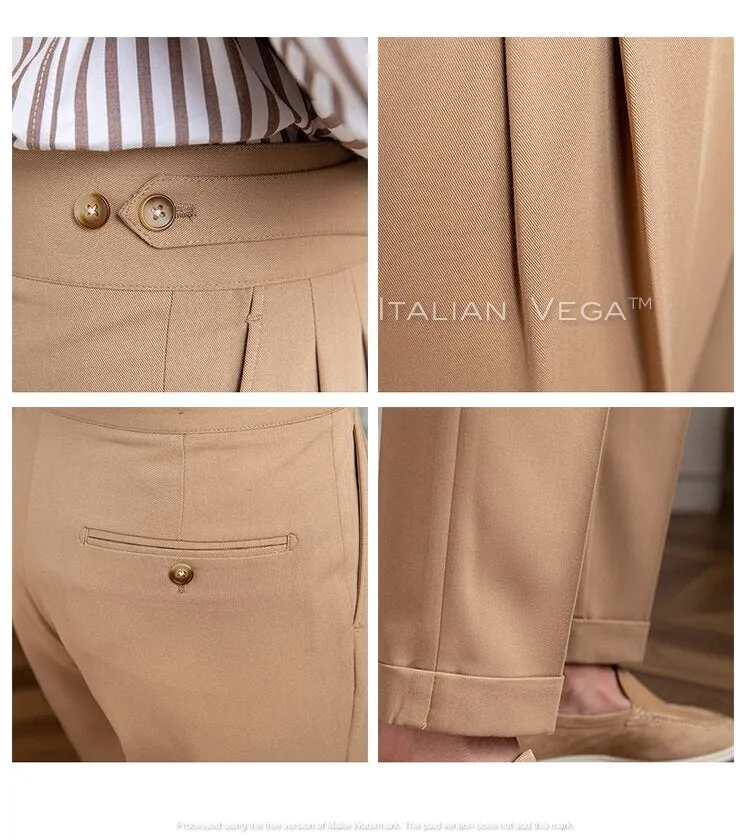 Beige Classic Buttoned Gurkha Pants by Italian Vega®