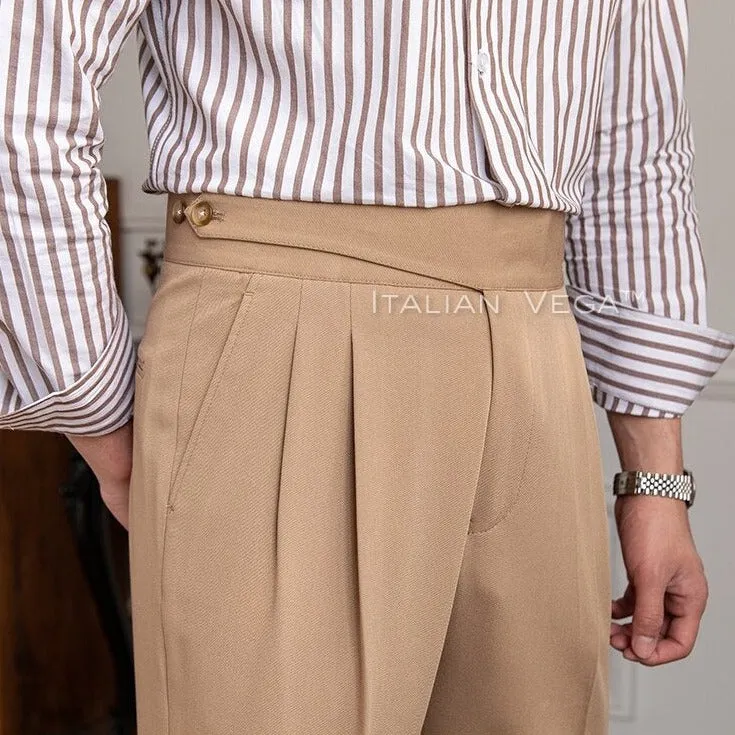 Beige Classic Buttoned Gurkha Pants by Italian Vega®