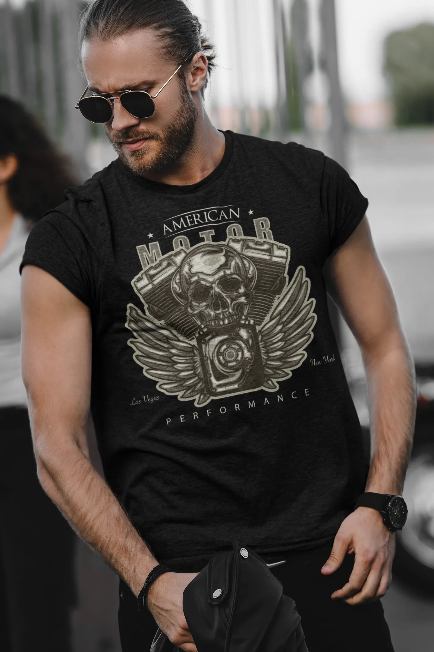 Biker T Shirt  Ring Spun Cotton American Motor Performance