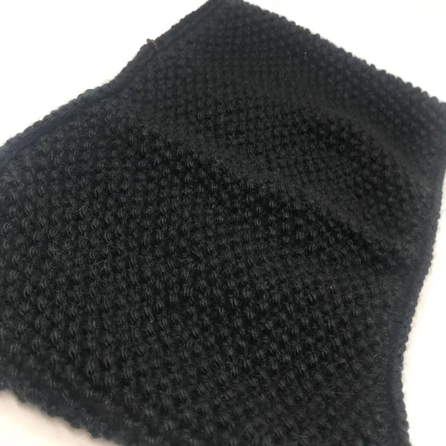 Black Acrylic Seed Stitch Knit Cowl