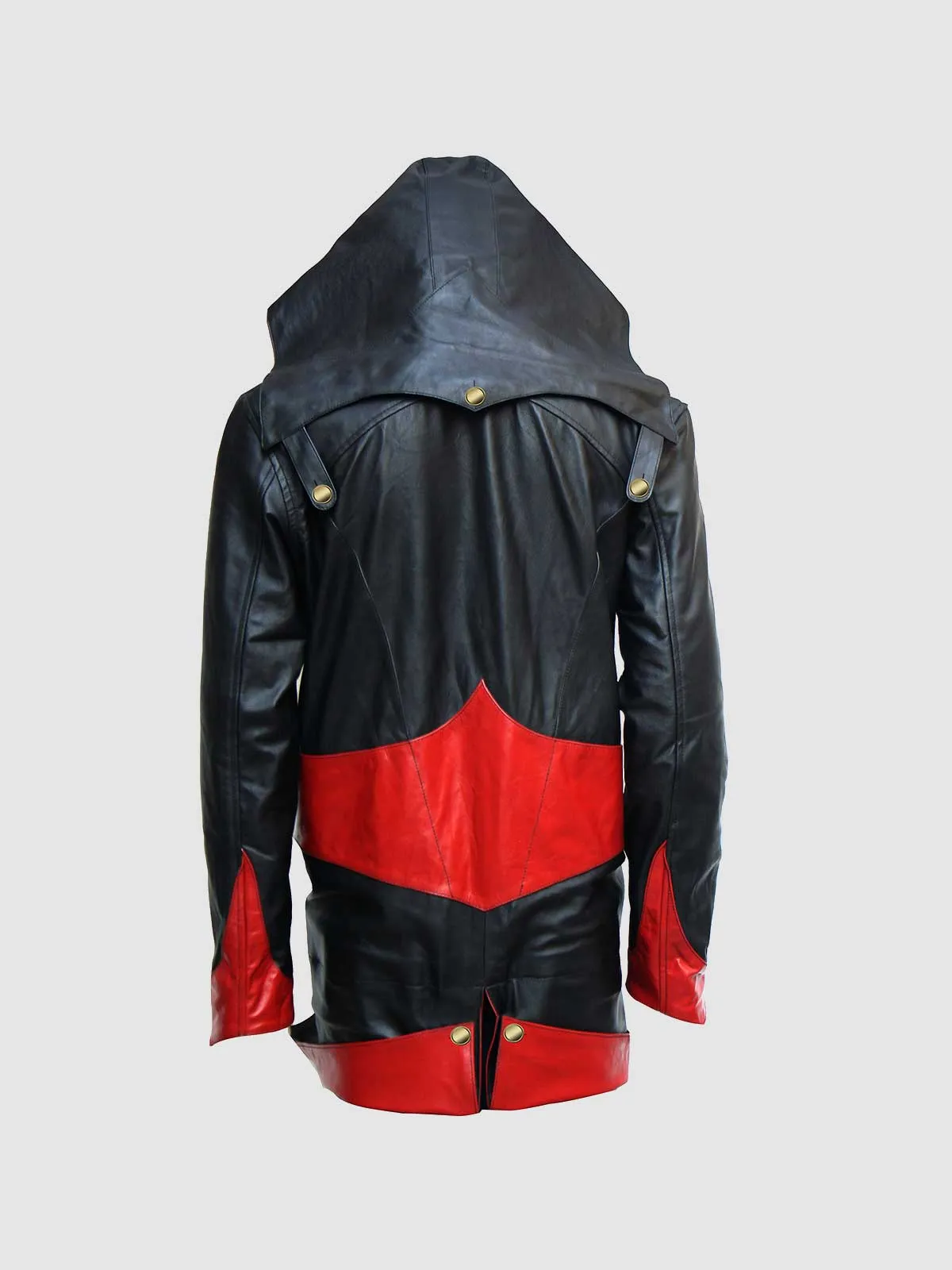 Black & Red Hood Leather Jacket