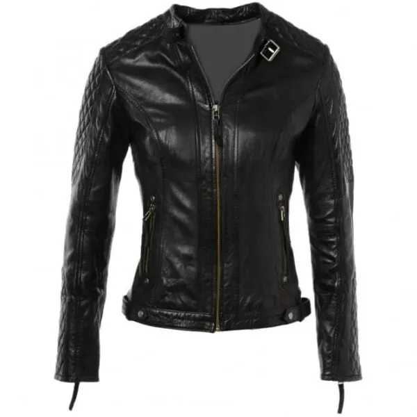 Black Women American Bikers Moto Leather Jacket