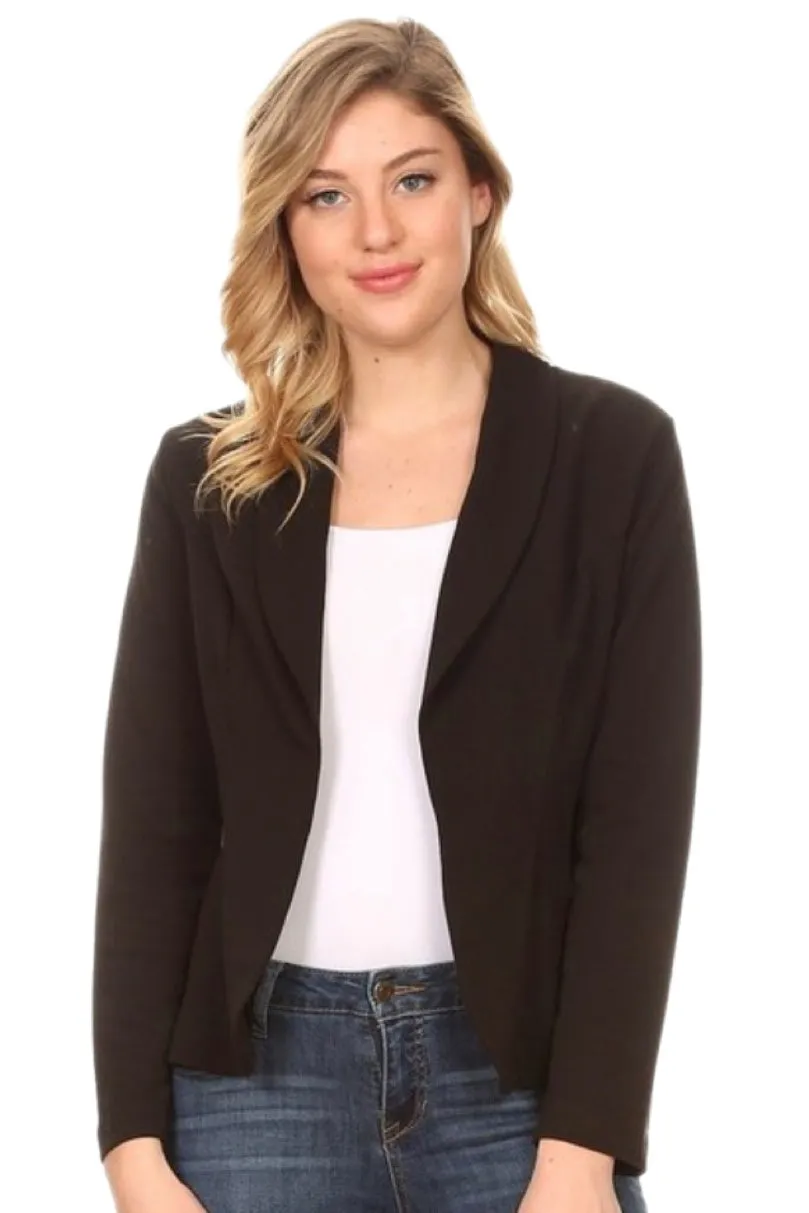 Casual Waist Length Blazer Jacket Style 738 in Black