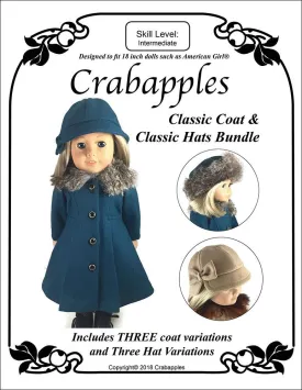 Classic Coat and Classic Hat Bundle 18" Doll Clothes Pattern