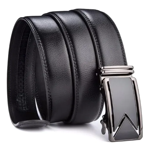 Classy Men Black Leather Dress Belt