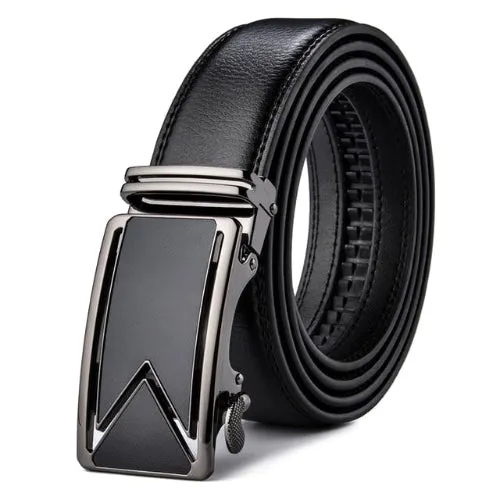 Classy Men Black Leather Dress Belt