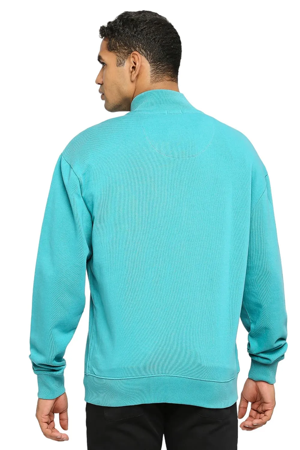 Comfort Fit Cotton Non Brushed Fleece High Neck Jacket