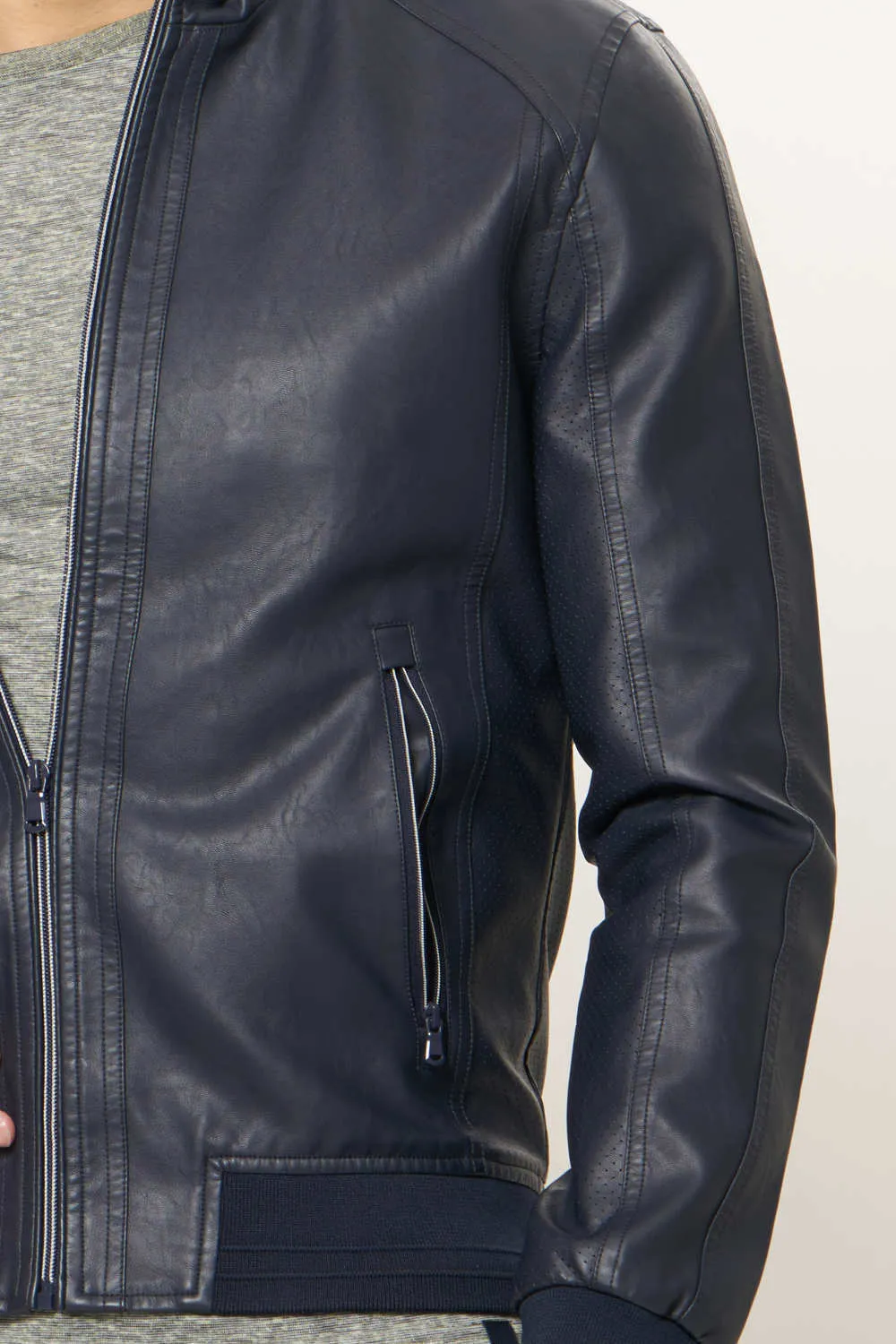 Comfort Fit Faux Leather Jacket