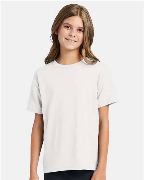 Custom Embroidered - Hanes - Ecosmart™ Youth T-Shirt - White - 5370