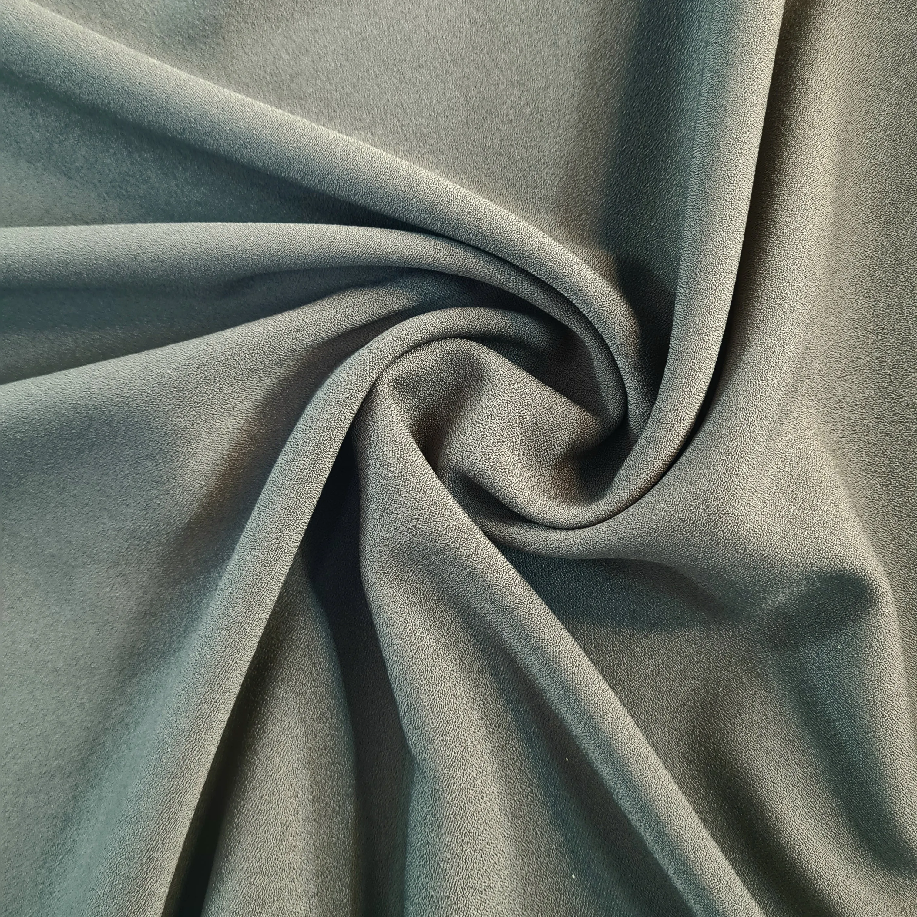 Dark Green Solid Moss Crepe Fabric 17883