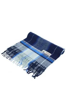 DBS032 Cashmere Feel scarves Tartan Grey Blue 12pcs Pack