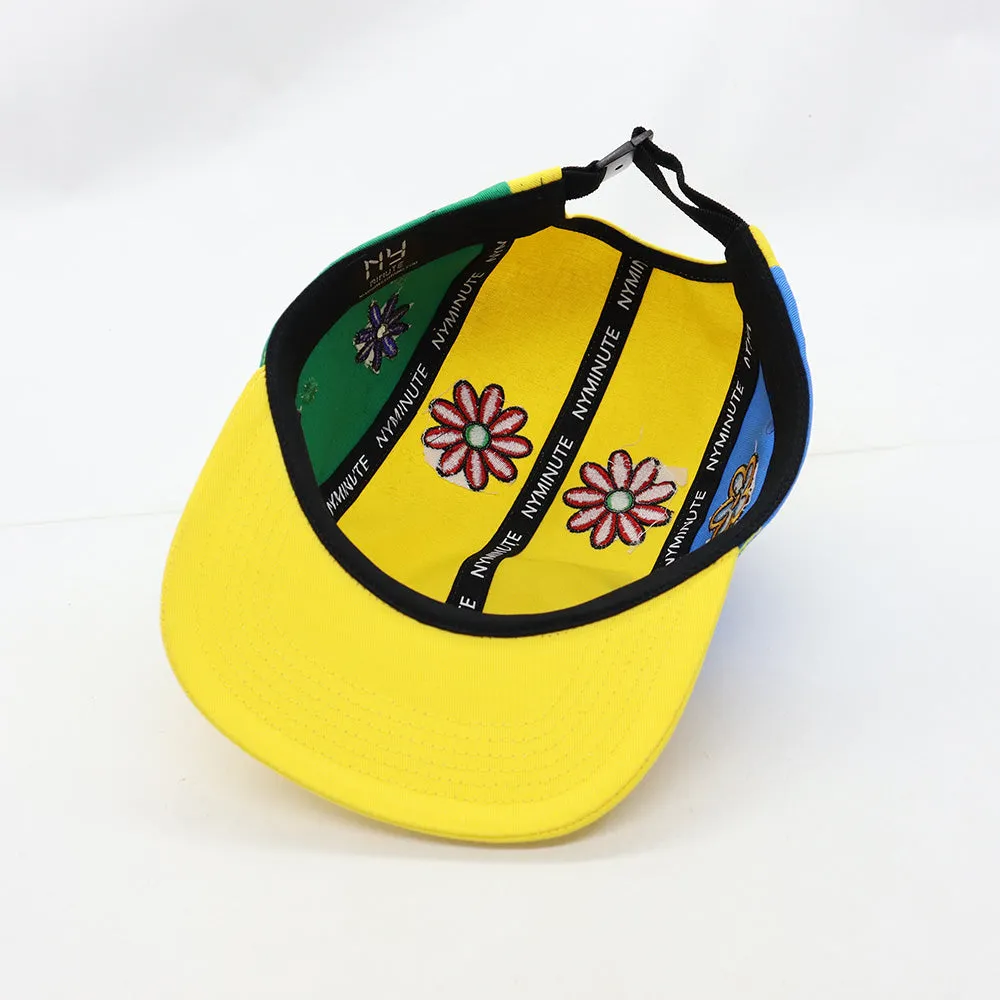 DE LA NY FLOWER 5 PANEL CAMPER YELLOW BLUE GREEN HAT