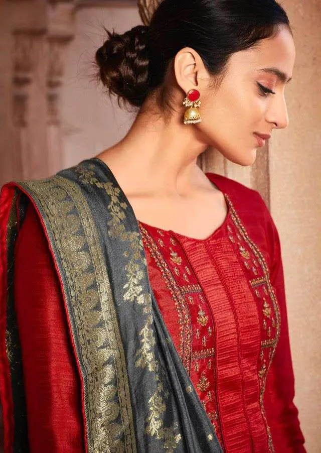 Deepsy Party Wear Unstitched Silk Suits Dress Material for Women