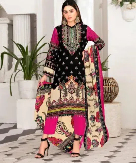 Designer Black Lawn Cotton Salwar Kameez Dress Material