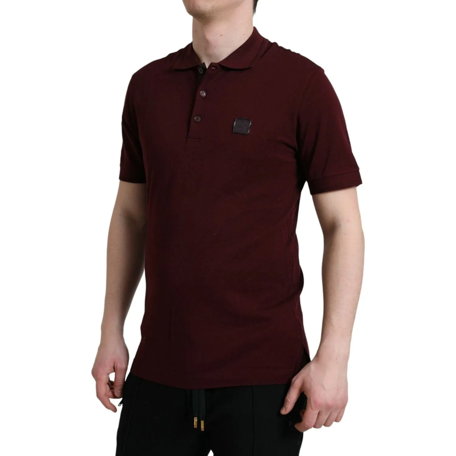 Dolce & Gabbana Elegant Maroon Cotton Blend Polo Tee