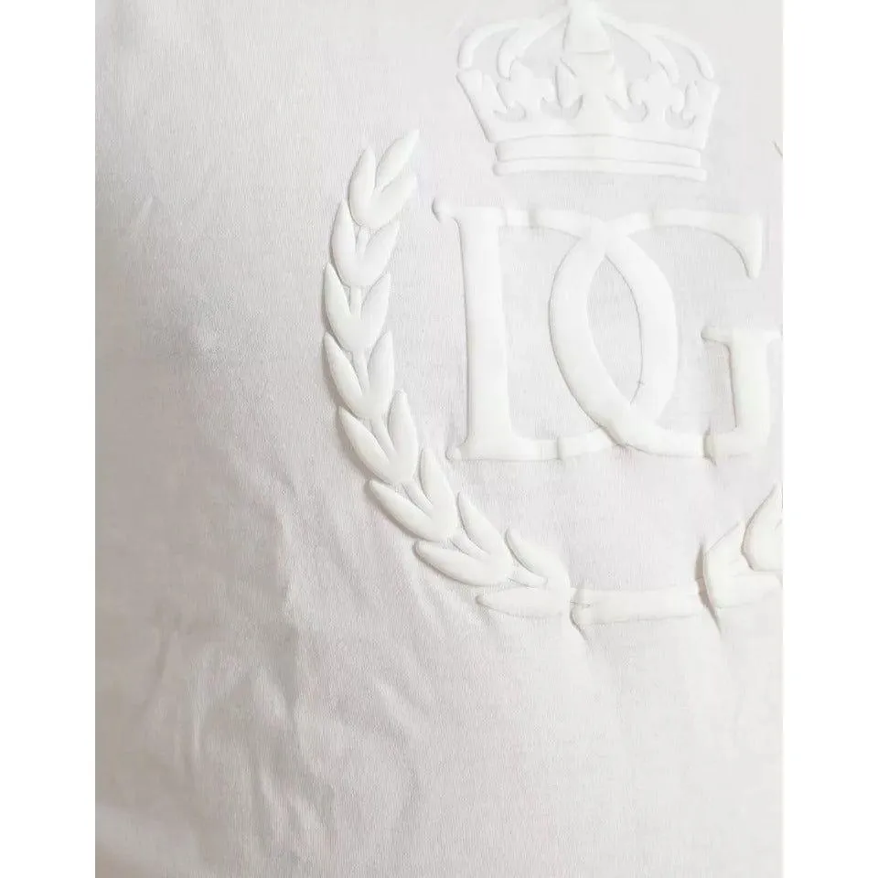 Dolce & Gabbana White Logo Embossed Crew Neck Short Sleeves T-shirt