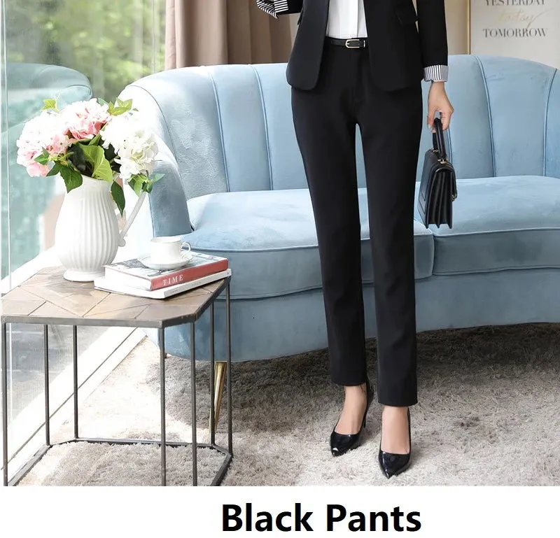 Fashion Patchwork Novelty Uniform Styles Women Business Suits Autumn Winter Ladies Office Work Wear Blazers Sets Pantsuits