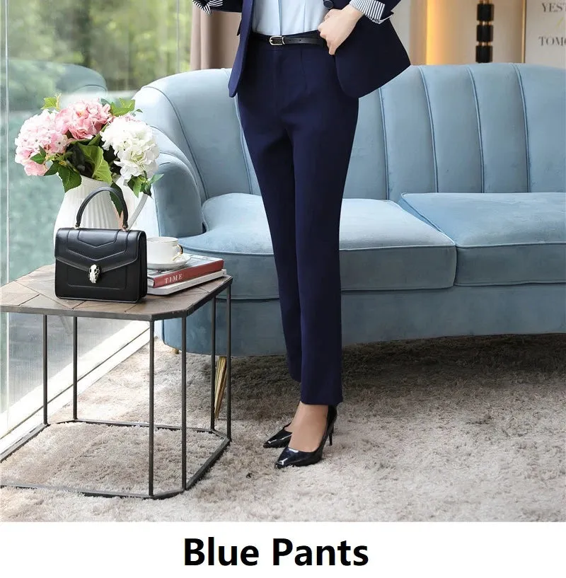 Fashion Patchwork Novelty Uniform Styles Women Business Suits Autumn Winter Ladies Office Work Wear Blazers Sets Pantsuits