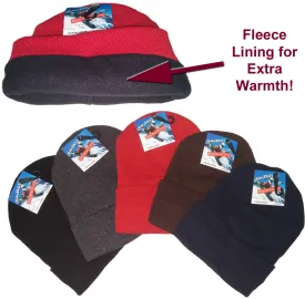 fleece lined knit hats - assorted colors Case of 60