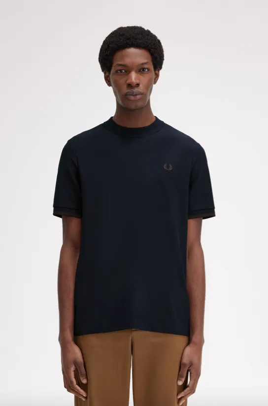 Fred Perry Tipped Cuff Pique Shirt/Navy - New AW24