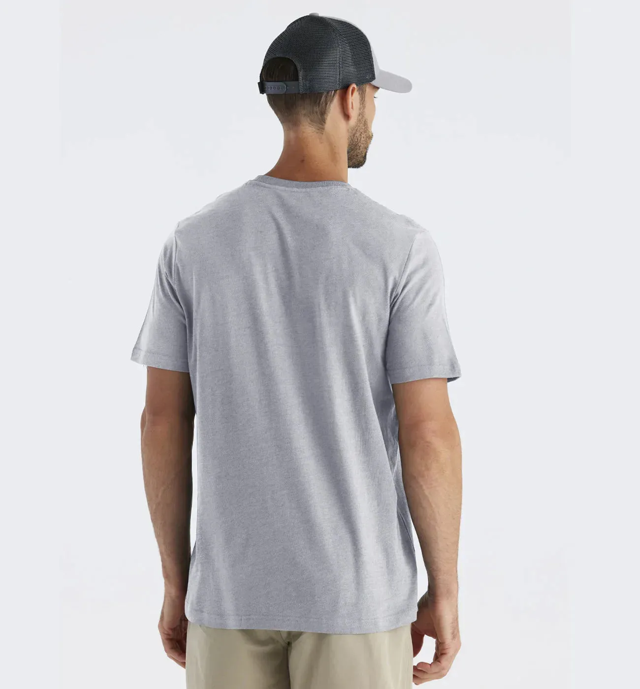 Free Fly Men's Bamboo Heritage Pocket Tee in Light Heather Grey