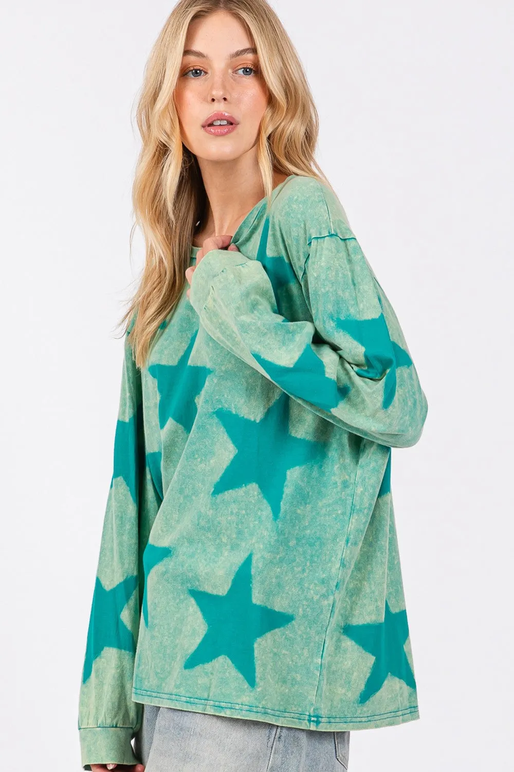 G Mineral Wash Star Pattern T-Shirt