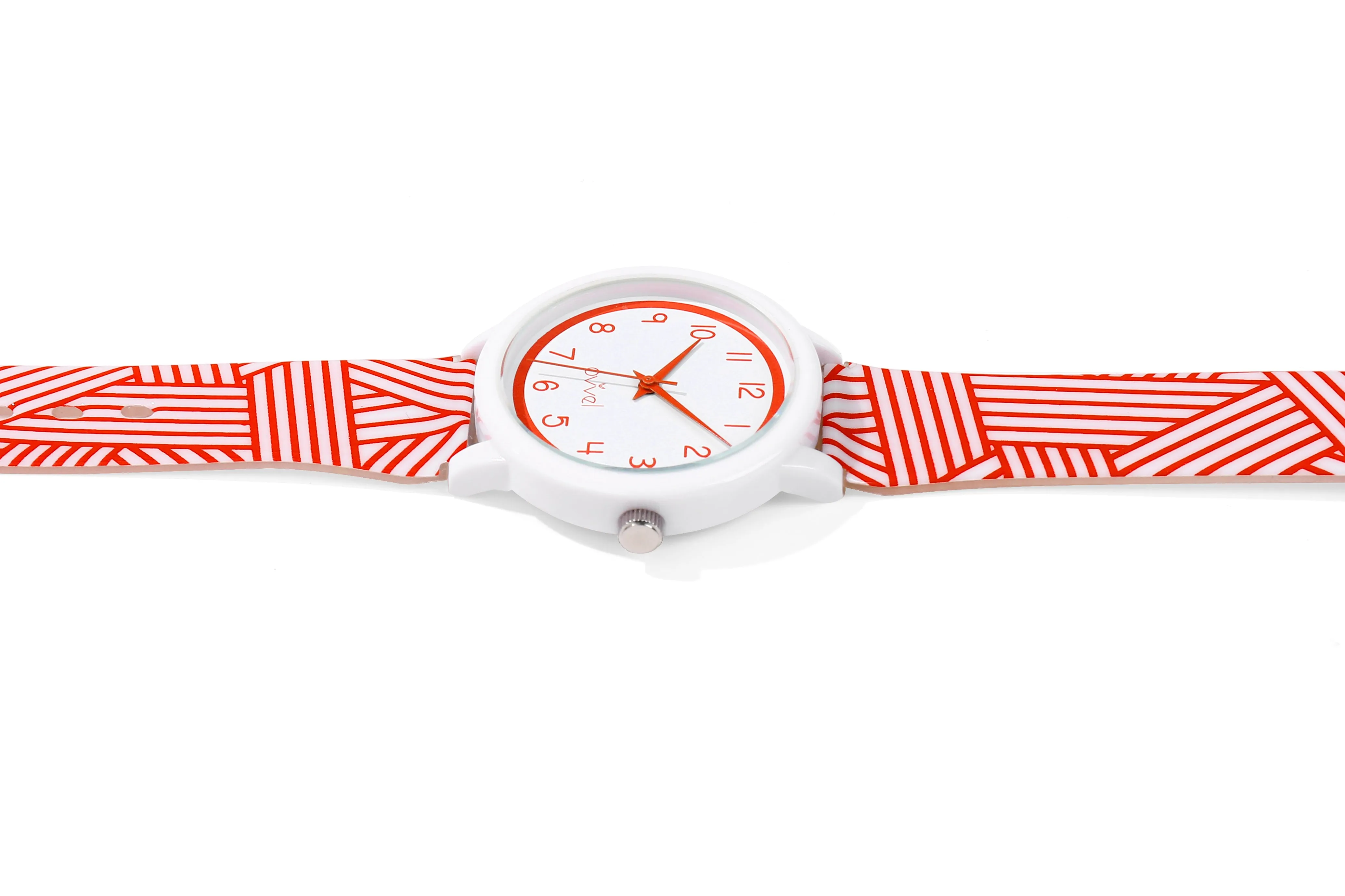 Girls Teens Red & White Analog Watch