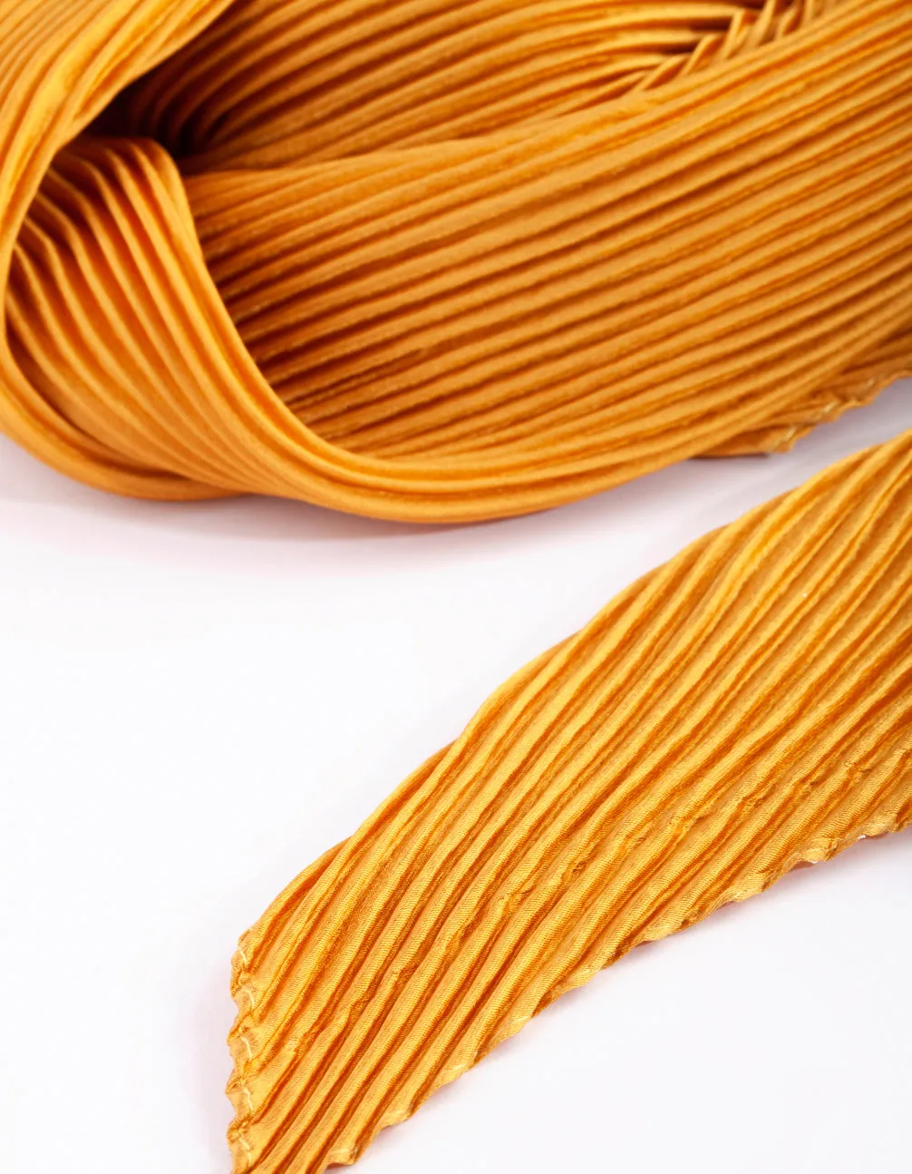 Gold Pleated Satin Bandana Hair Scarf