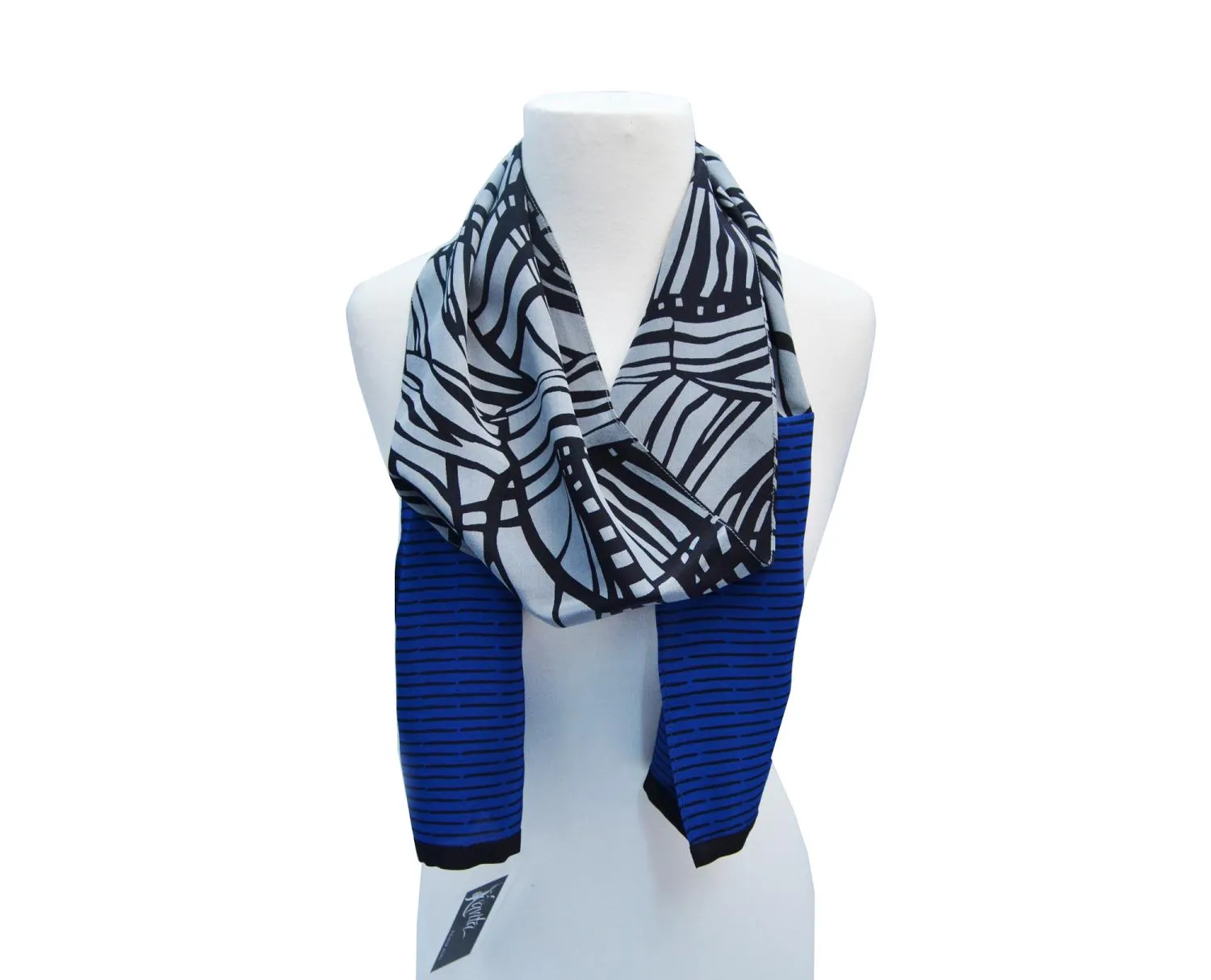 Grey Swirl Crepe Scarf