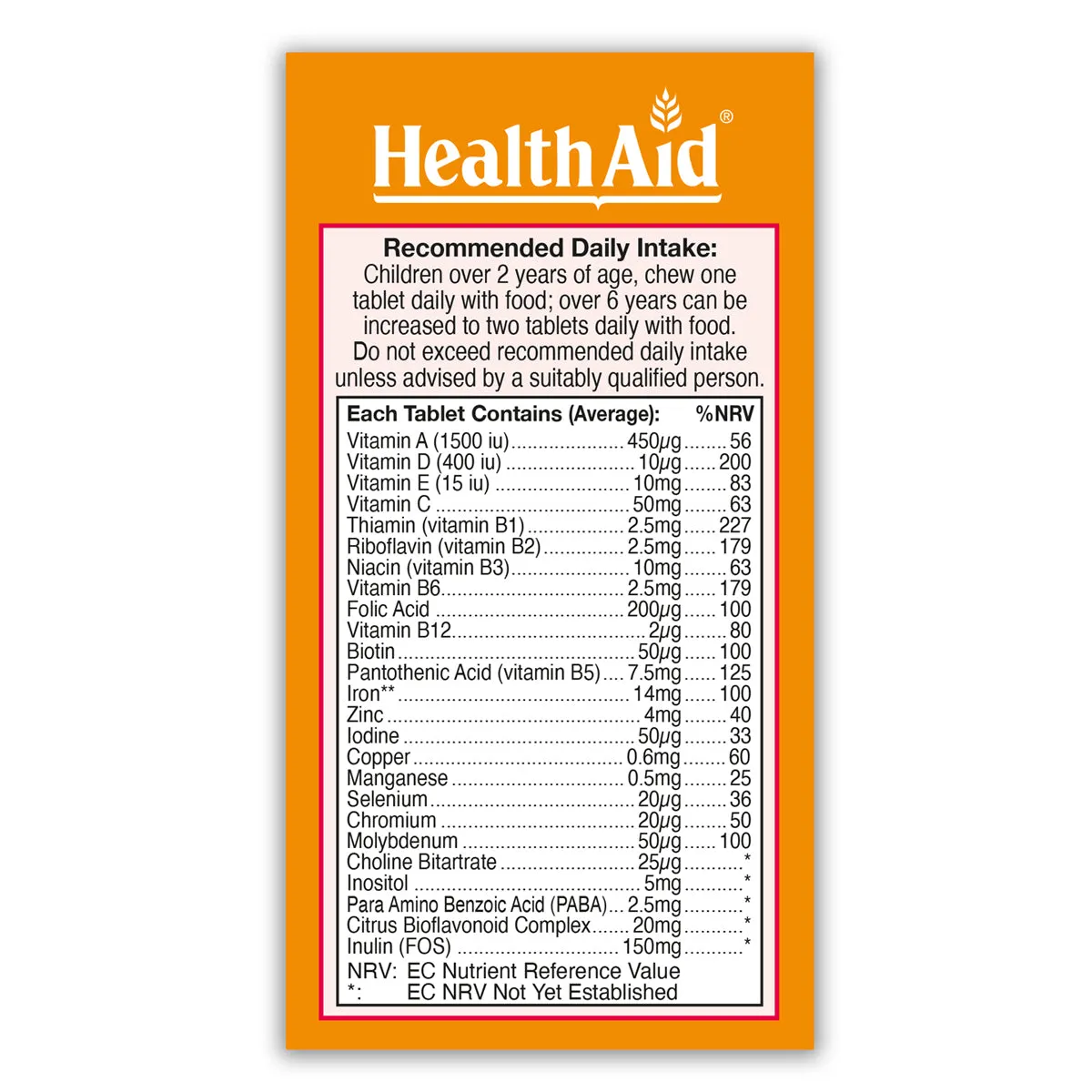 Health Aid Children's Multivitamin & Minerals 30 Chewable Tablets