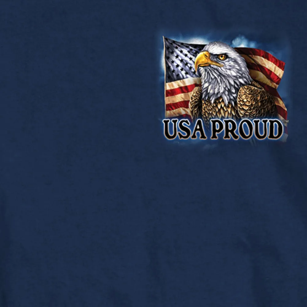 Hot Leathers GMD1420 Men's 'Land of the Free USA Proud Eagle' Navy Blue T-Shirt