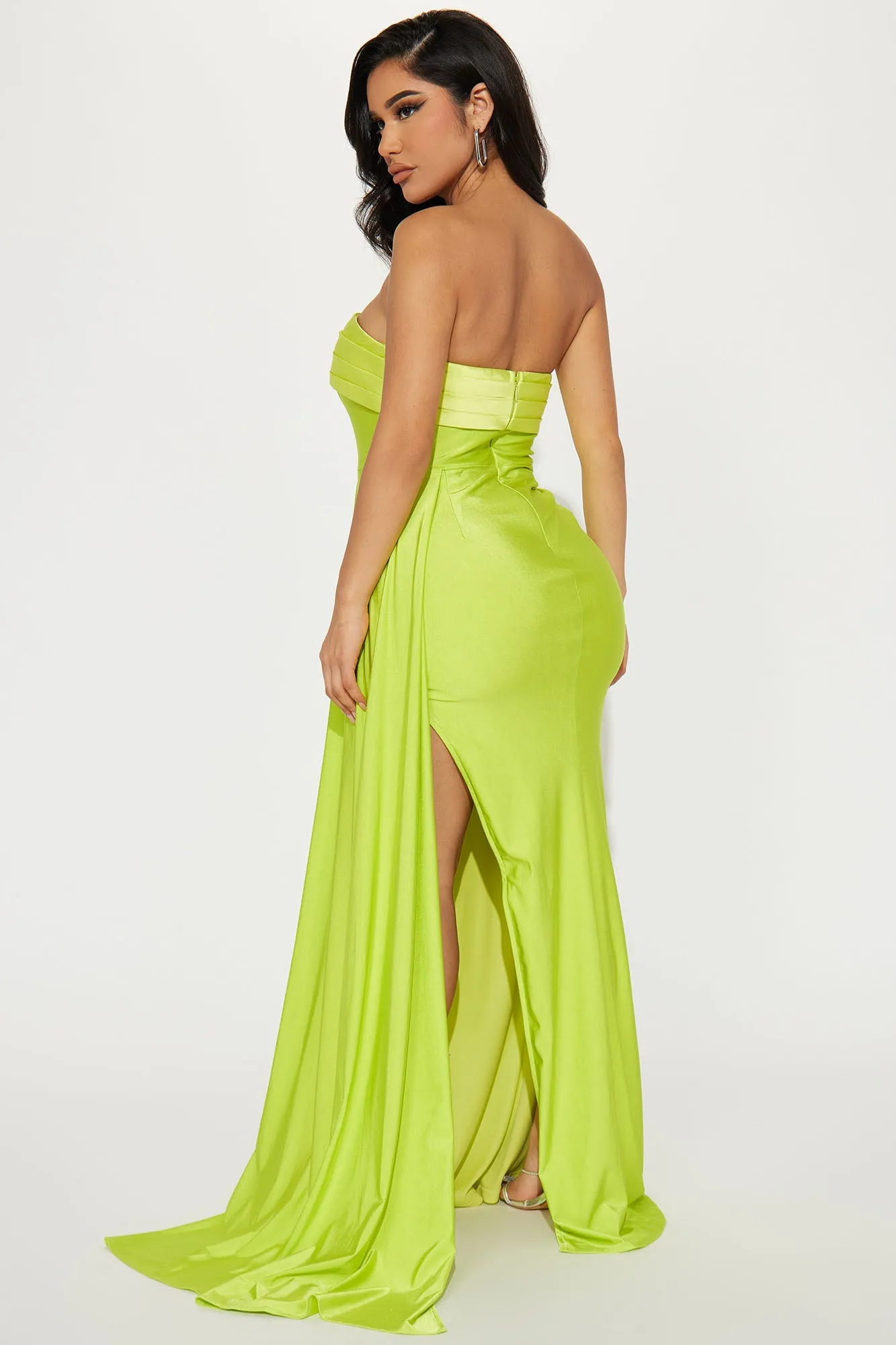 Kassandra Draped Maxi Dress - Lime