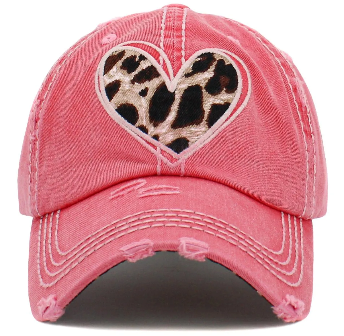 KBV1482 'Leopard Hart Patch'  Washed Vintage Ballcap