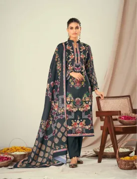 Kesar Lawn Cotton Unstitched Pakistani Print Suits Black