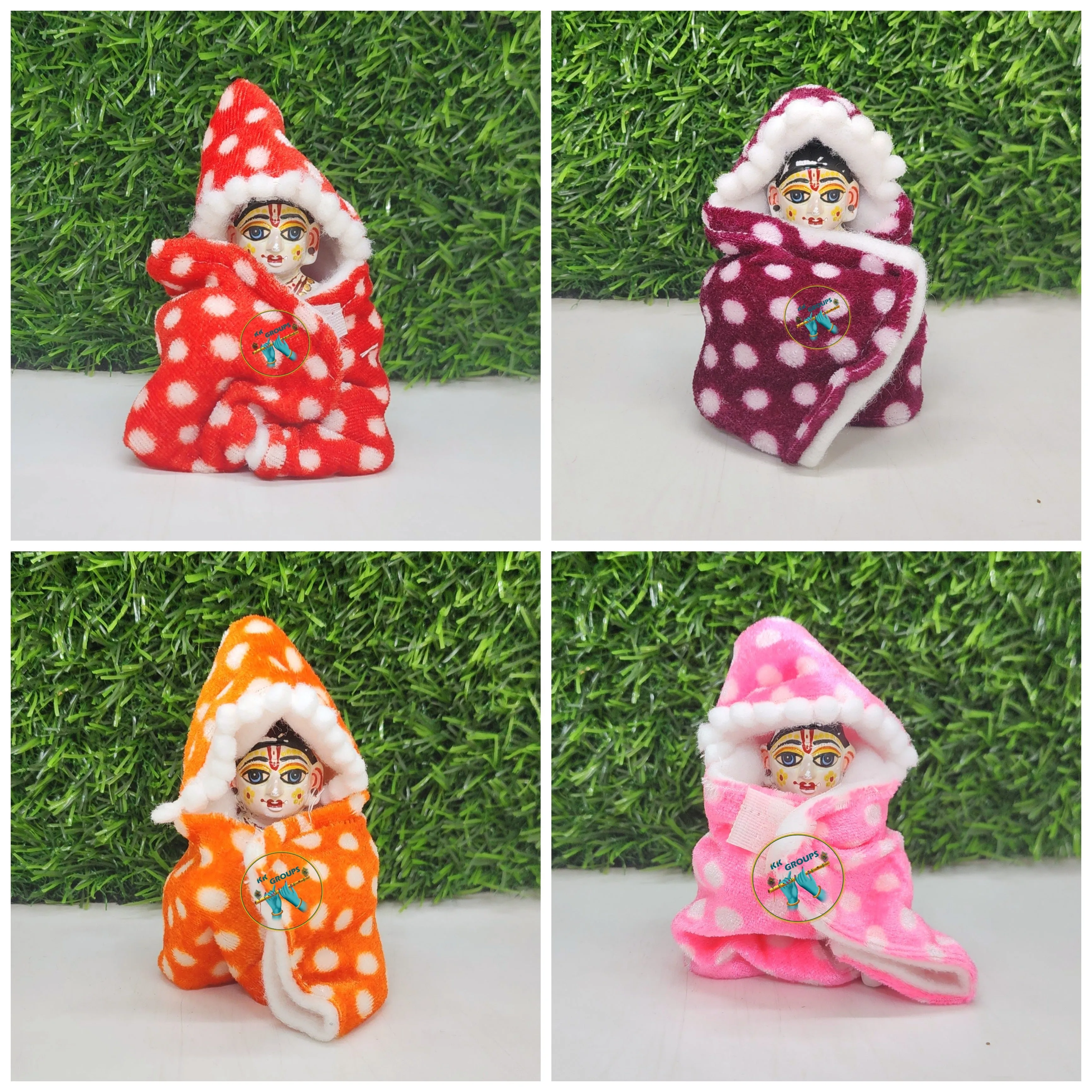 Laddu Gopal Dot Shawl Ponchu Pack of 4 [Random Color]