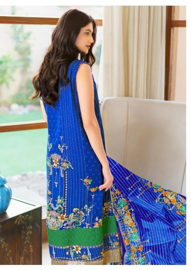 Lawn Cotton Women Unstitched Blue Pakistani Suits Dress Material