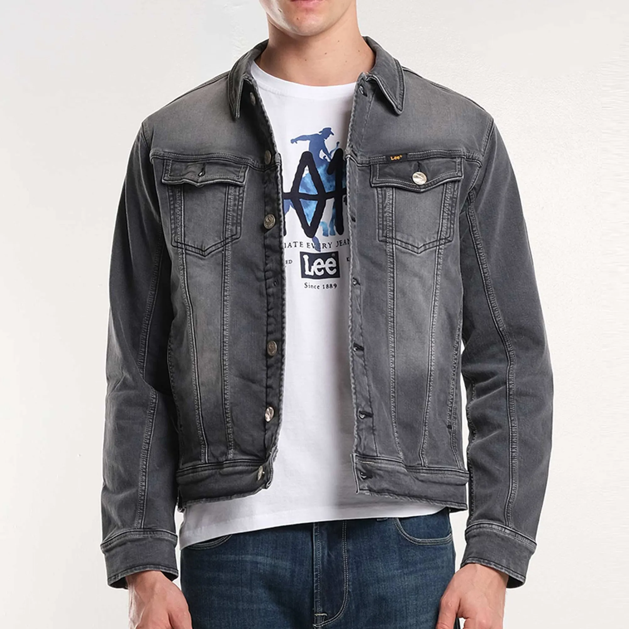 LEE MENS DENIM JACKET IN LT. GRAY