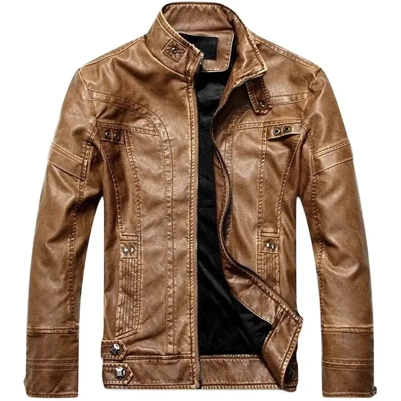 Mad Men PU Leather Jacket/Classic Motorcycle Vegan Leather Jacket