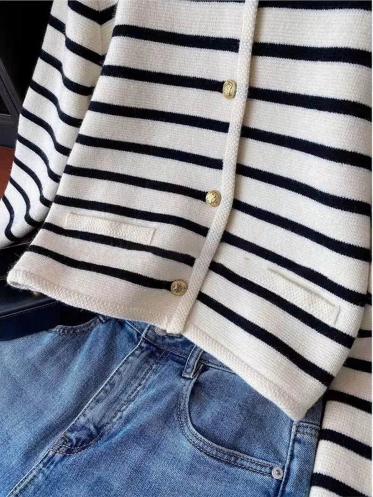 Marietta Striped Woolen Cardigan