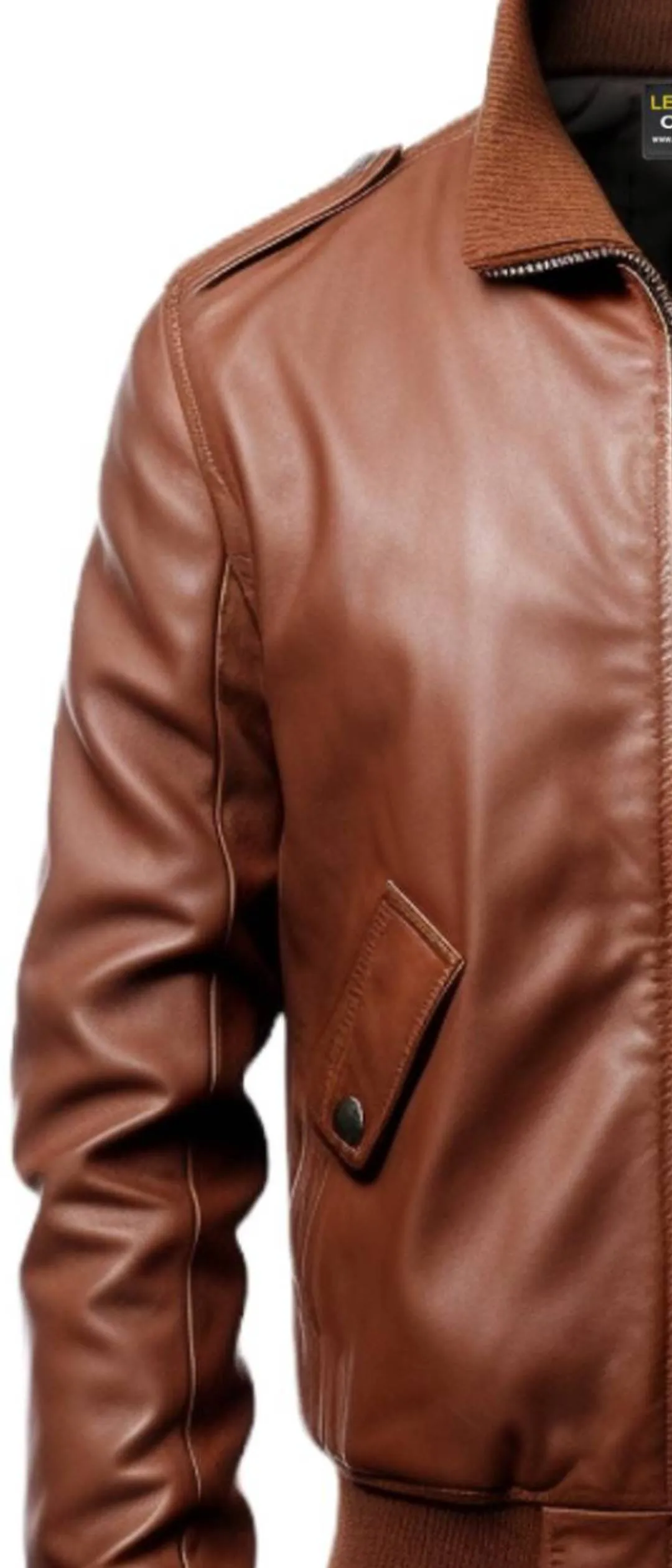 Men Brown Slim fit Leather Jacket - Men Leather Jacket Brown