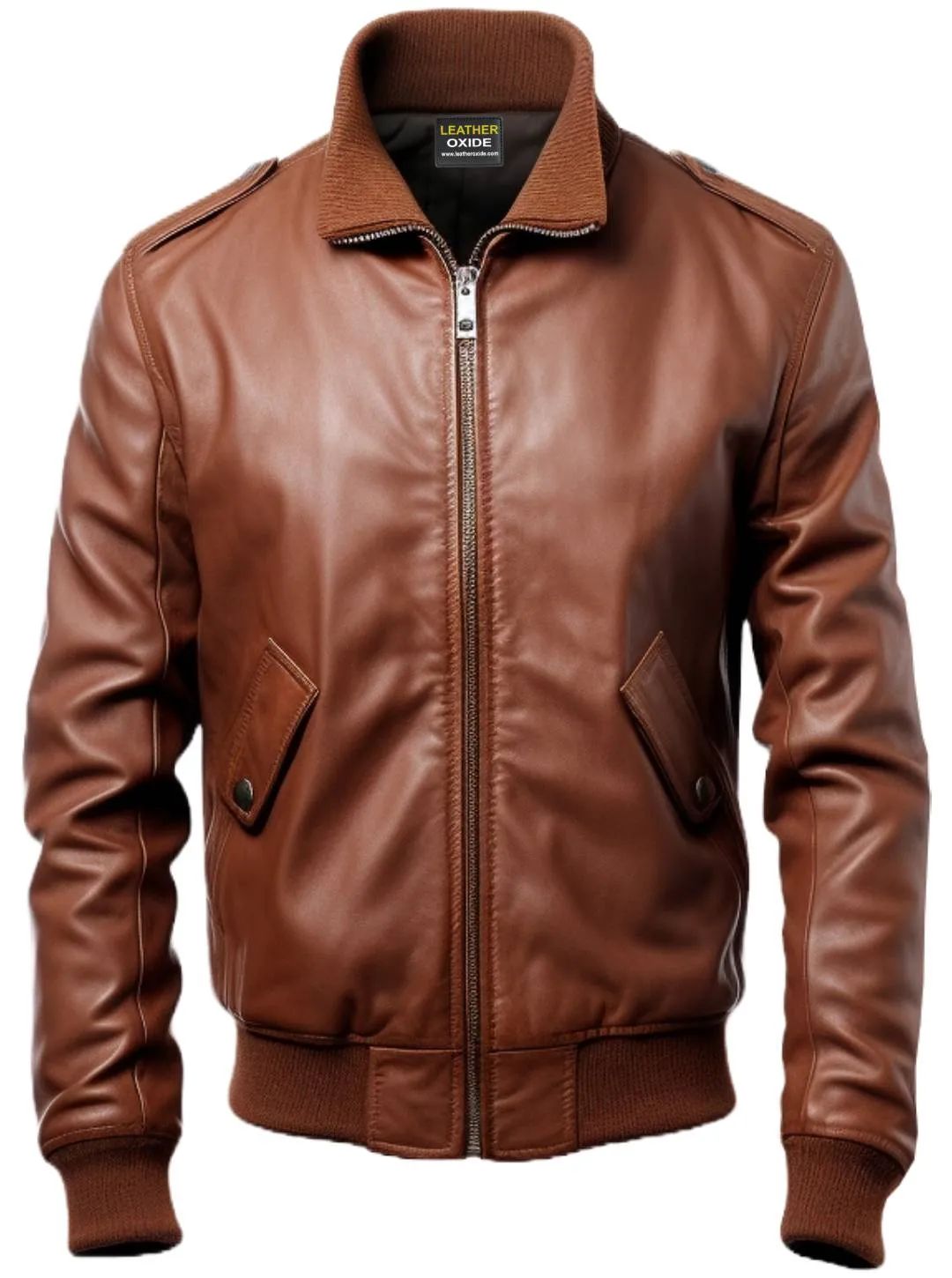 Men Brown Slim fit Leather Jacket - Men Leather Jacket Brown