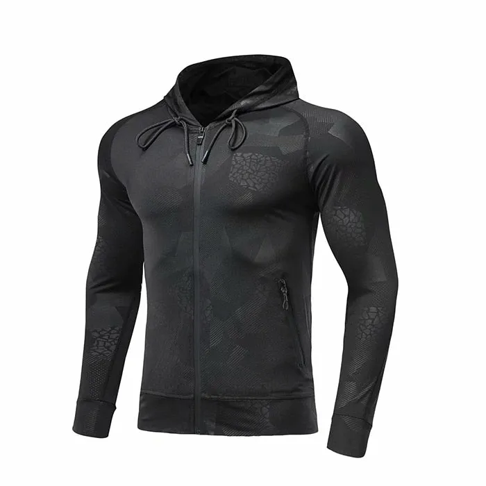 Men Camouflage Tops Running Jacket Sport Fitness Long Sleeves Hooded Tight Gym Soccer Basketball Outdoor Training Jogging Hoodie