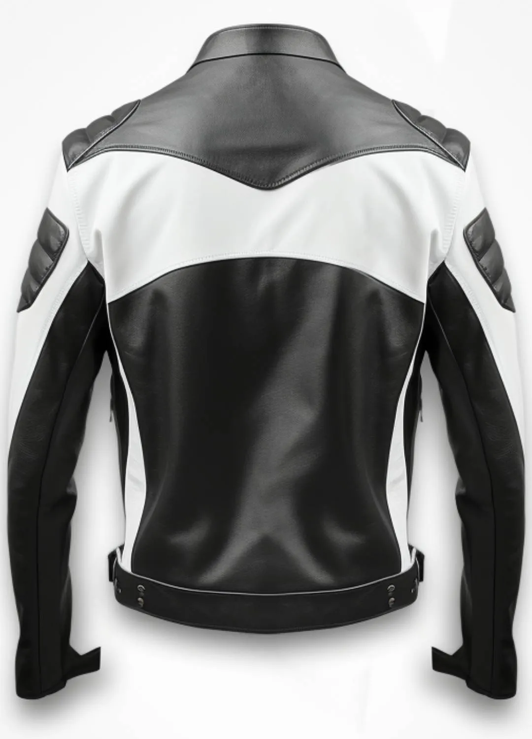 Men Faux Leather Jacket - White Black Jacket