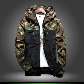 Men's Casual Hooded Bomber Jacket Wind Breaker Spring Autumn Thin Camouflage Hoodies Men Outdoor Youth Fashion Men Top