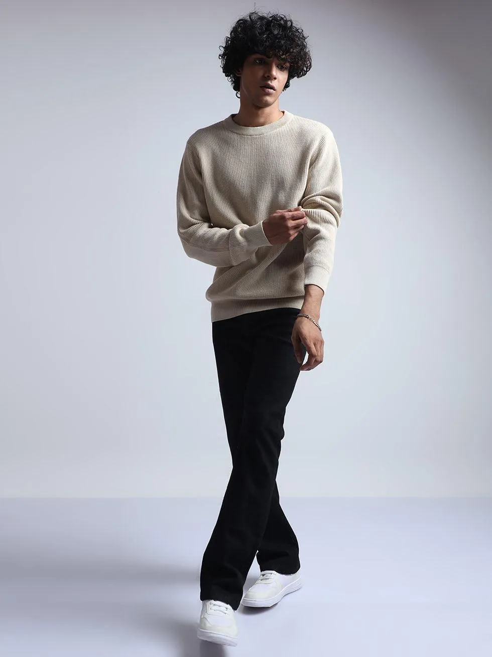 Men's Cream Cotton Sweater