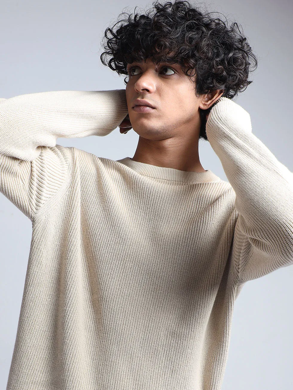 Men's Cream Cotton Sweater