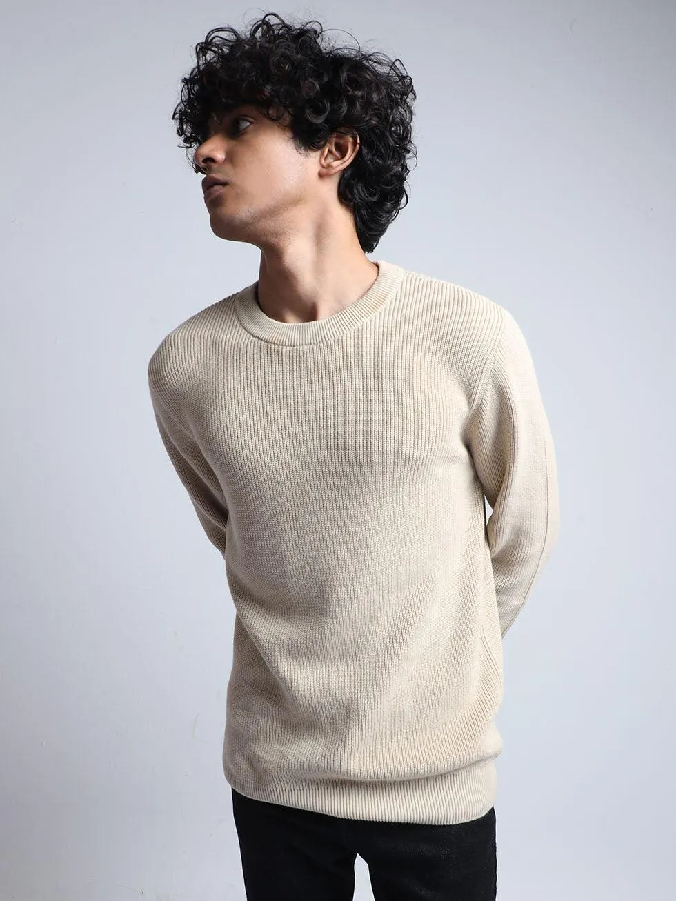 Men's Cream Cotton Sweater