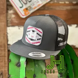 New 2023 Jobes Hats Trucker Cap -All Grey Zig Zag Patch