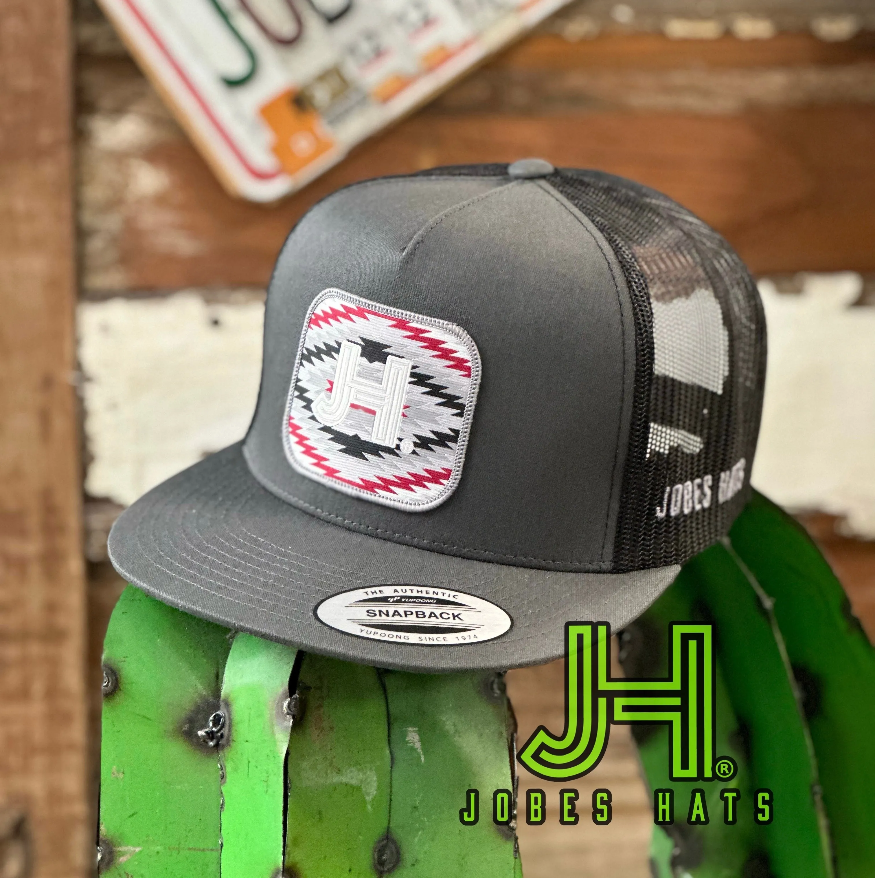 New 2023 Jobes Hats Trucker Cap -All Grey Zig Zag Patch